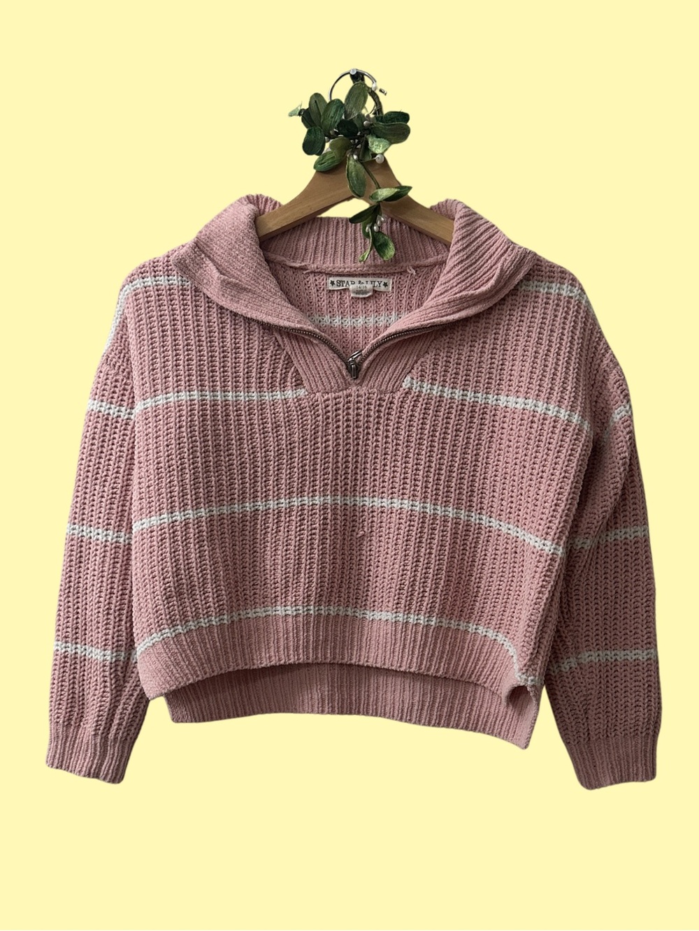 STAR & LILY Pink and White Striped Cowl Sweater SIZE XL14 16 Girl’s Women's 2 4